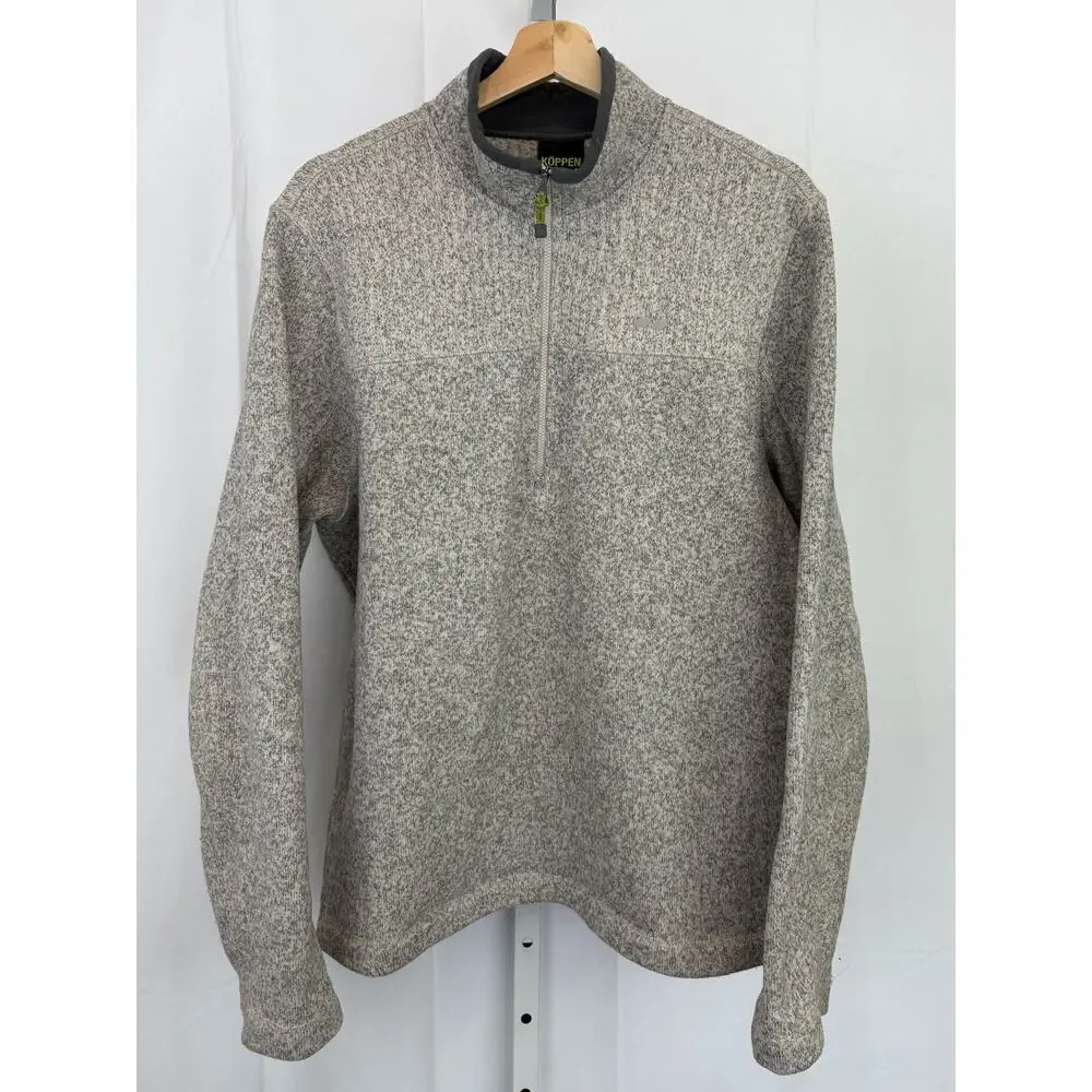 KOPPEN  Size M Mens 1/4 Zip Mock Pullover Sweater Fleece Long Sleeve Gray - Picture 7 of 7
